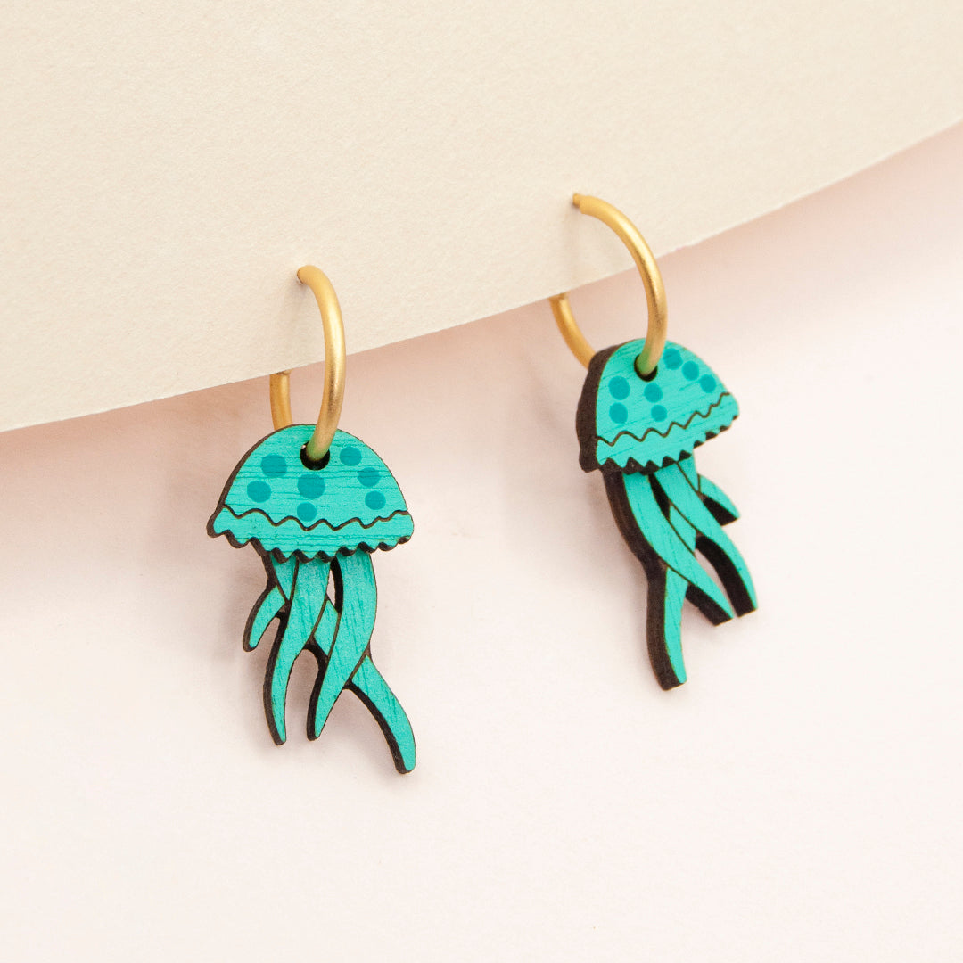 Teal Jellyfish Earrings