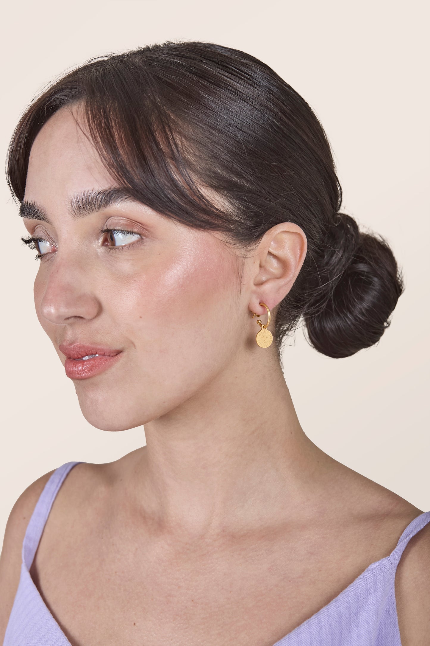 Sun & Moon 24K Gold Hoop Earrings