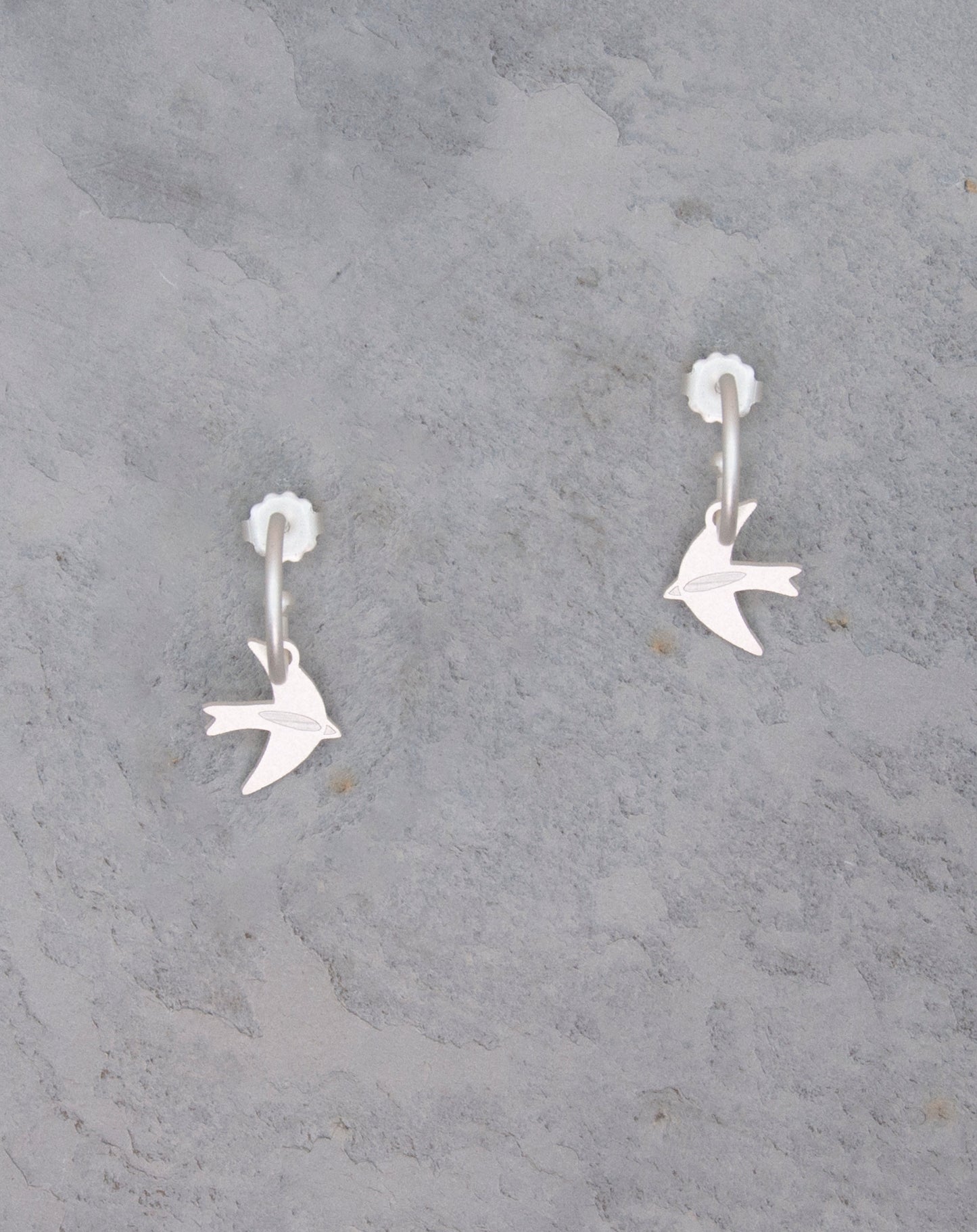 Swallows Silver Hoop Earrings