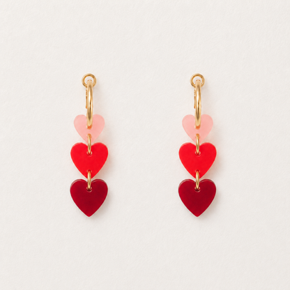 3 Besitos Red Earrings