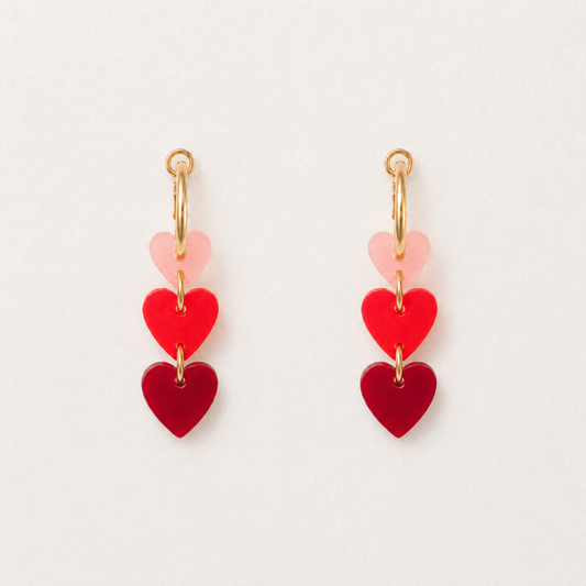 3 Besitos Red Earrings