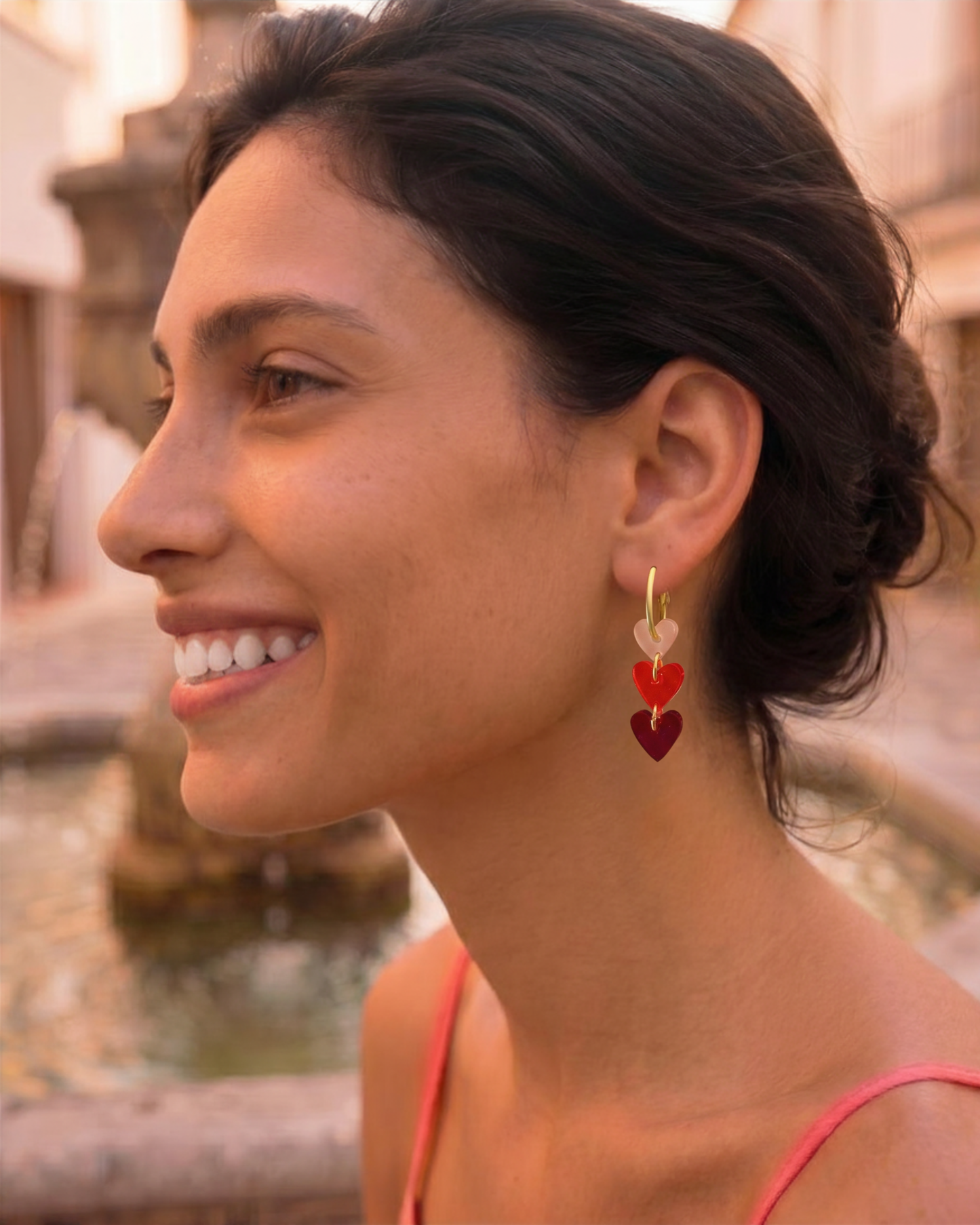3 Besitos Red Earrings