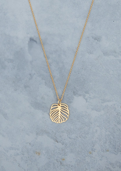 Calathea Leaf 24K Gold Pendant