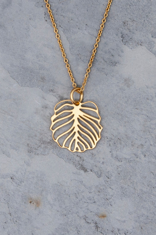 Calathea Leaf 24K Gold Pendant