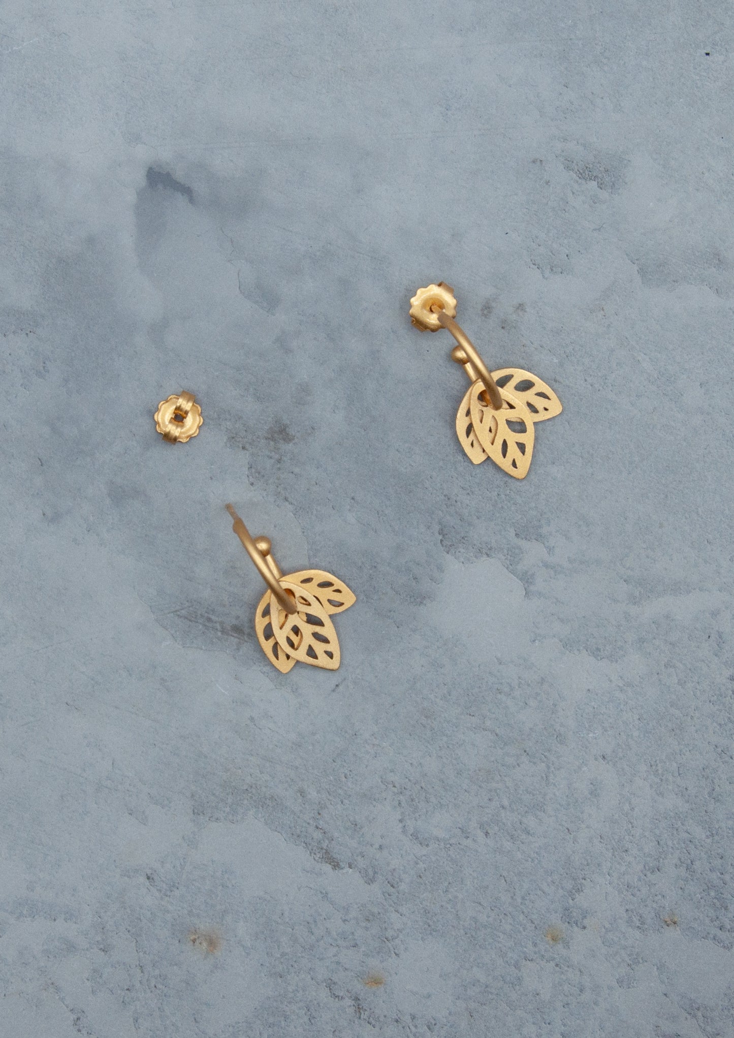 Rustling Leaves 24K Gold Hoop Earrings