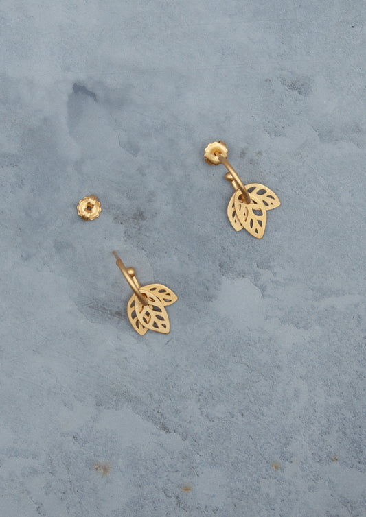 Rustling Leaves 24K Gold Hoop Earrings