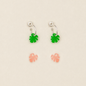 Tiny Monstera Green & Pink Earrings