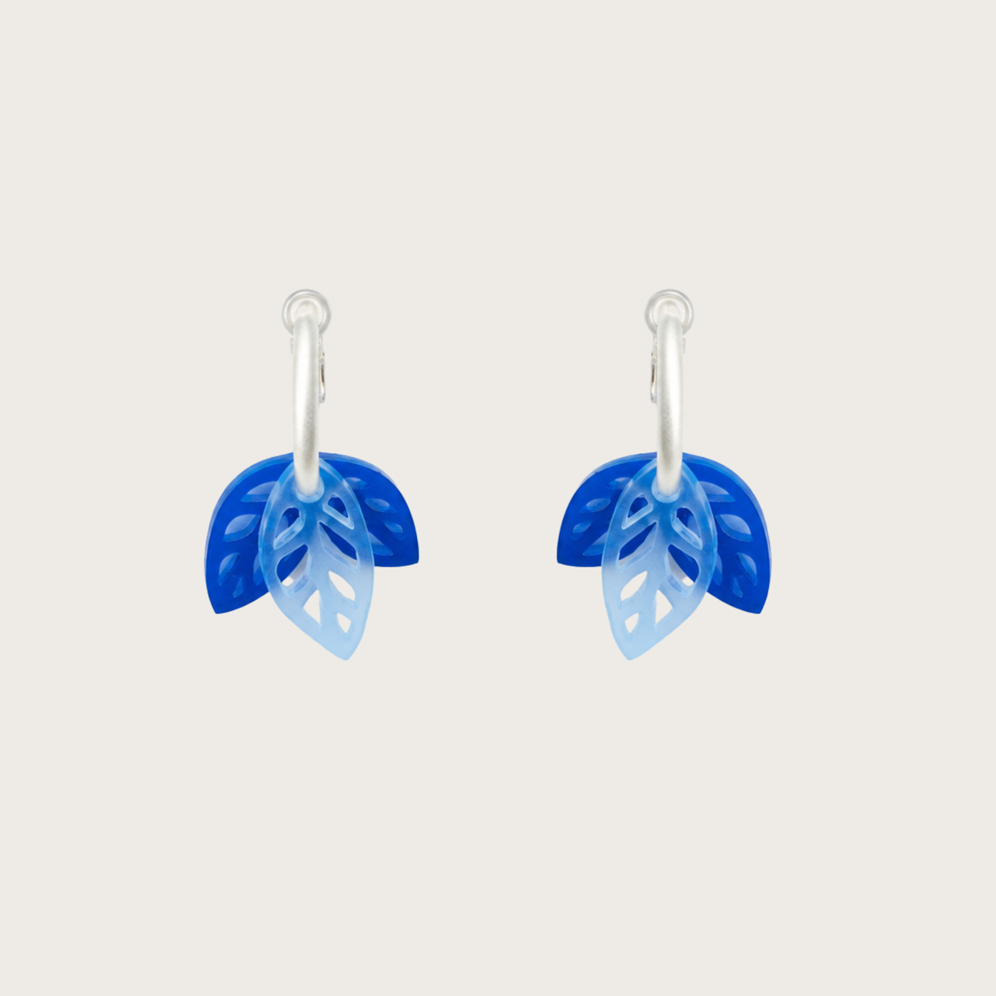 Twin Leaf Blue Earrings
