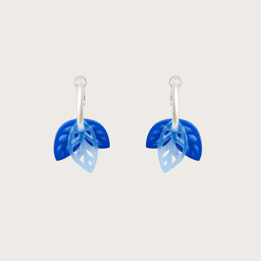 Twin Leaf Blue Earrings
