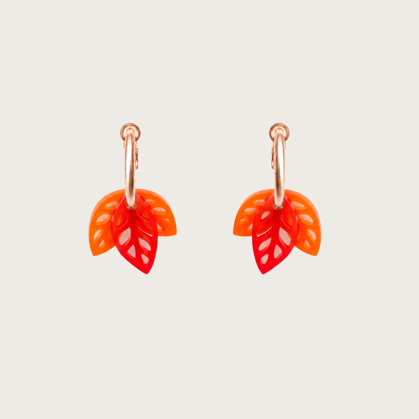 Twin Leaf Orange Earrings