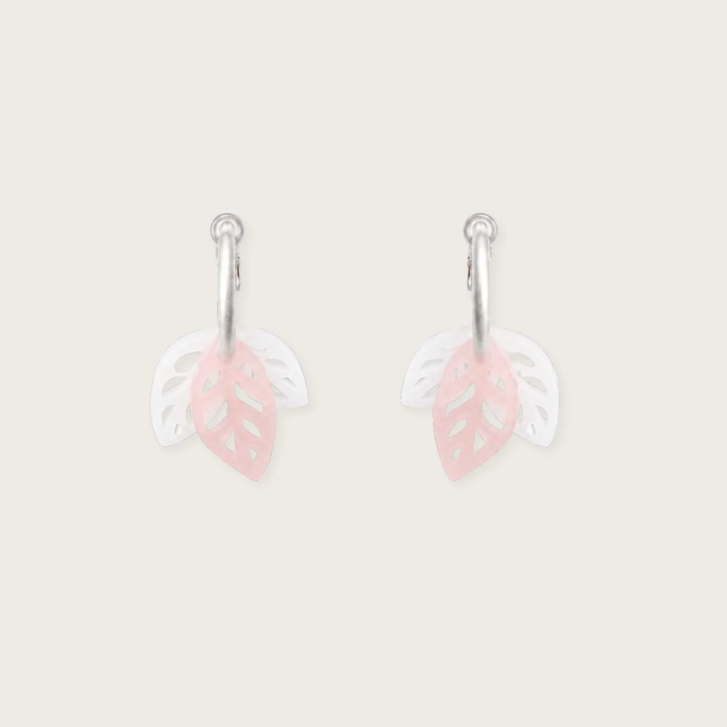 Twin Leaf Pink Earrings