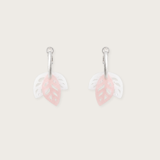 Twin Leaf Pink Earrings