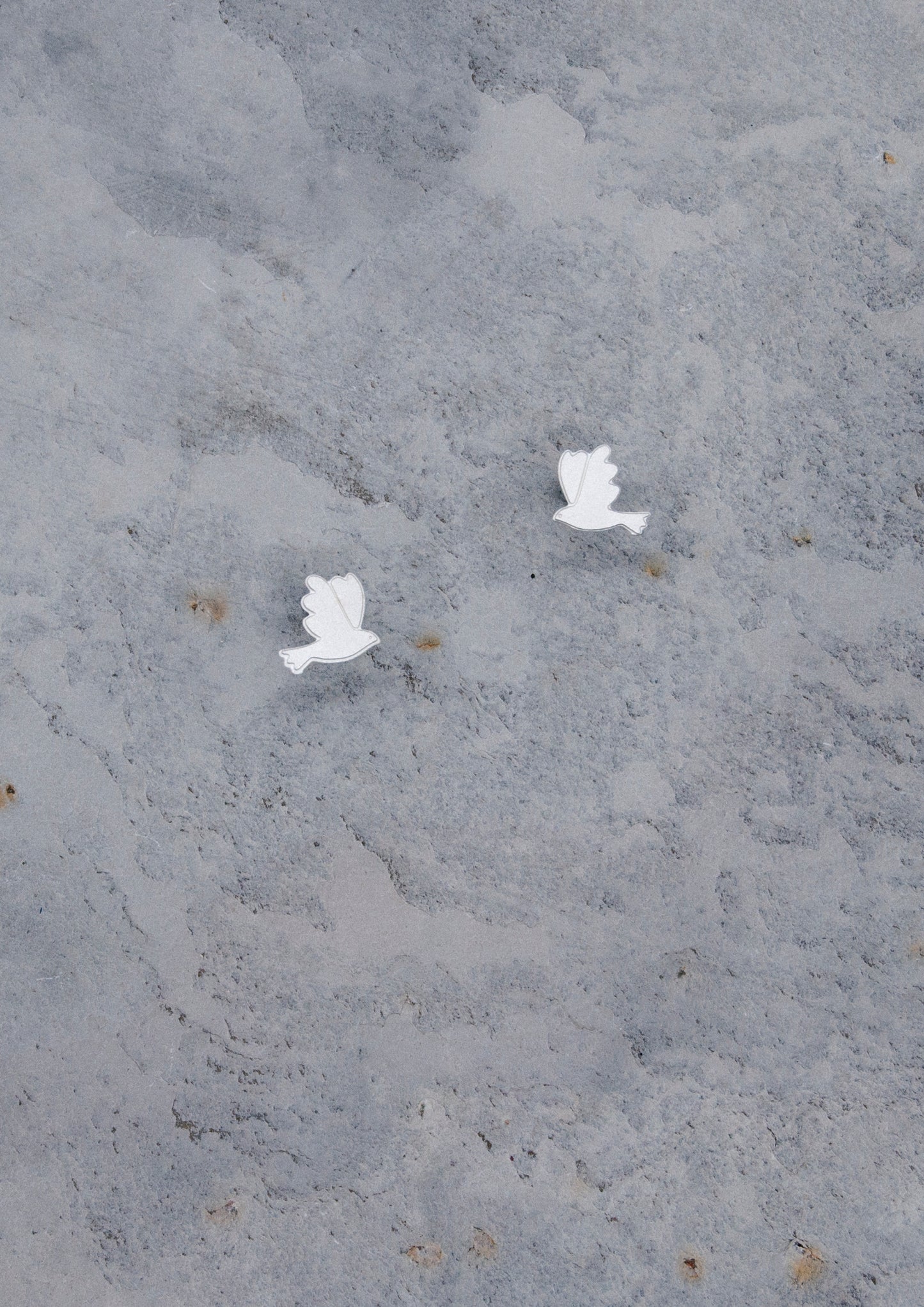 White Doves Silver Stud Earrings