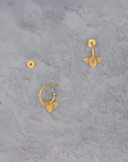 Bee 24K Gold Hoop Earrings