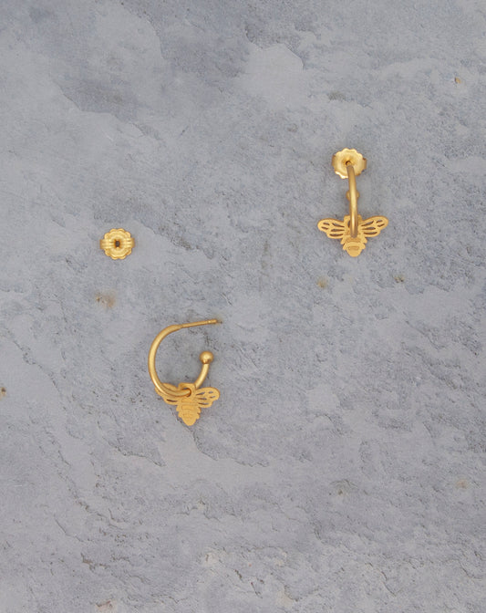 Bee 24K Gold Hoop Earrings