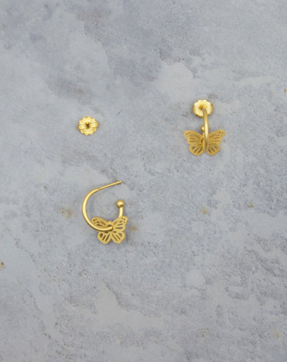 Butterfly 24K Gold Hoop Earrings