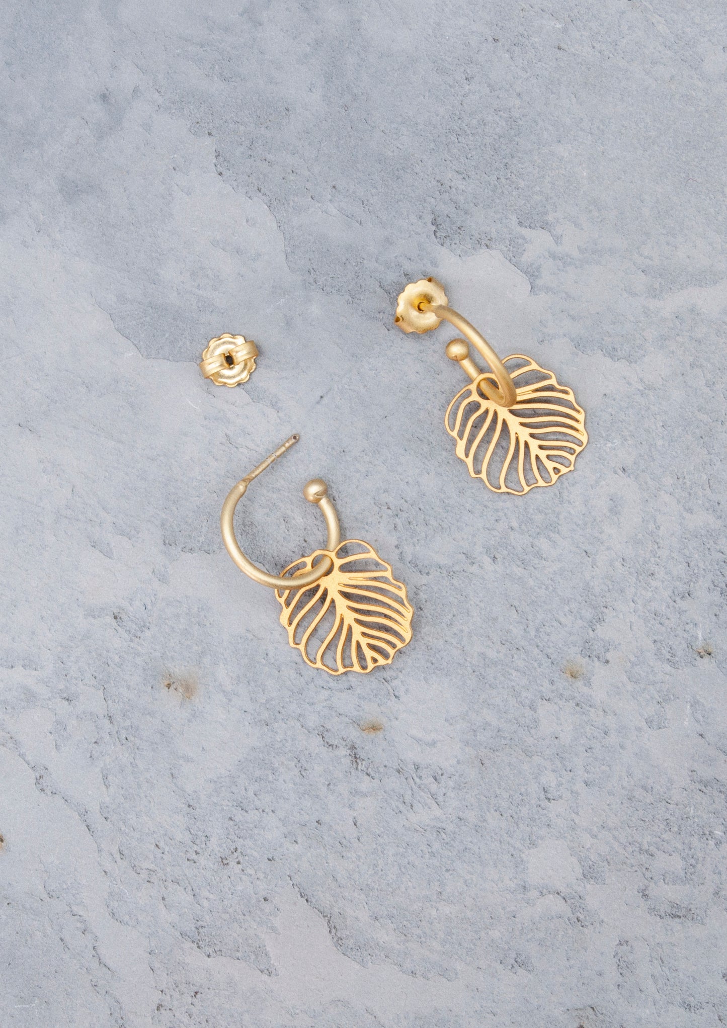 Calathea Leaves 24K Gold Hoop Earrings