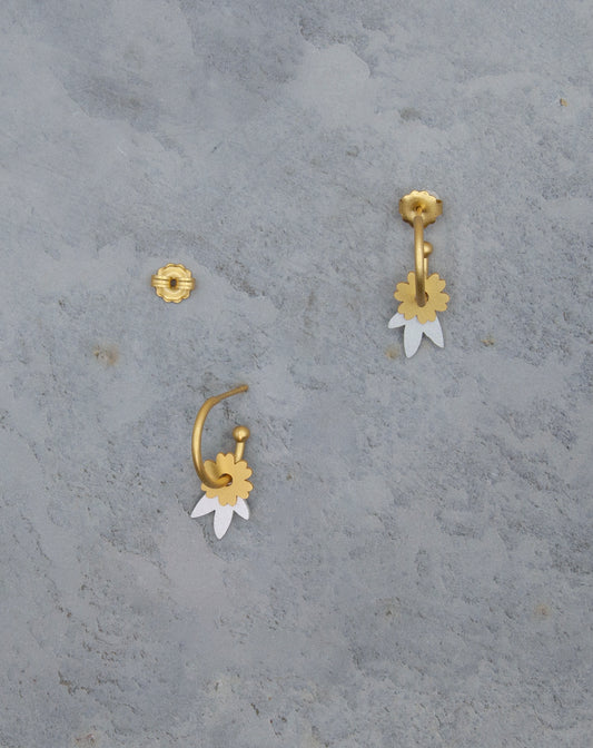 Flower Garden Set 24K Gold Hoop Earrings