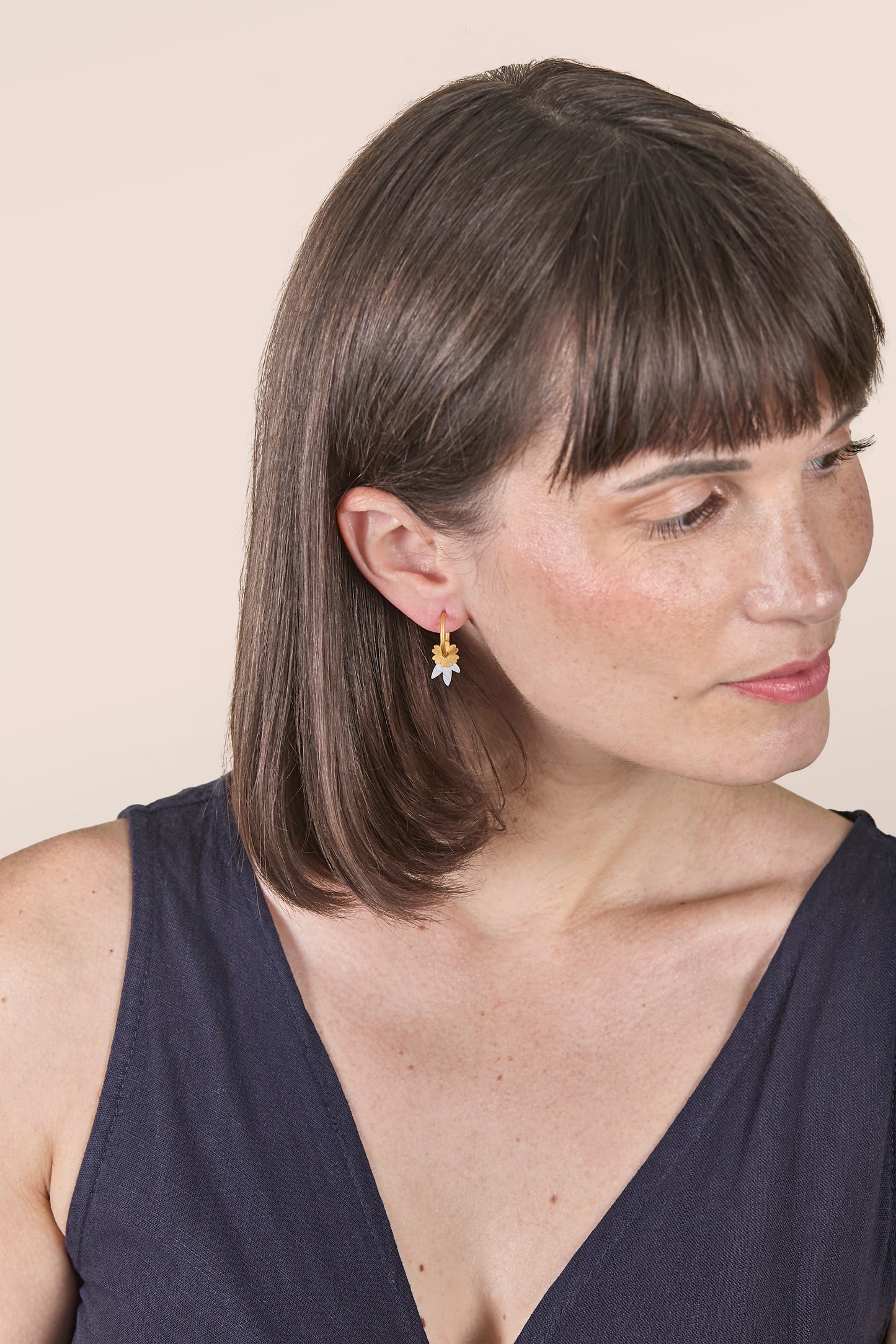 Flower Garden Set 24K Gold Hoop Earrings