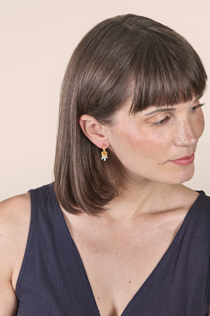 Flower Garden Set 24K Gold Hoop Earrings