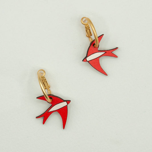 Scarlet Red Swallow Earrings