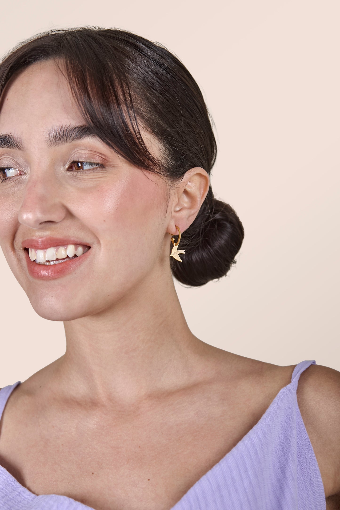 Swallows 24K Gold Hoop Earrings
