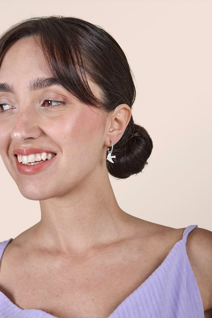 Swallows Silver Hoop Earrings