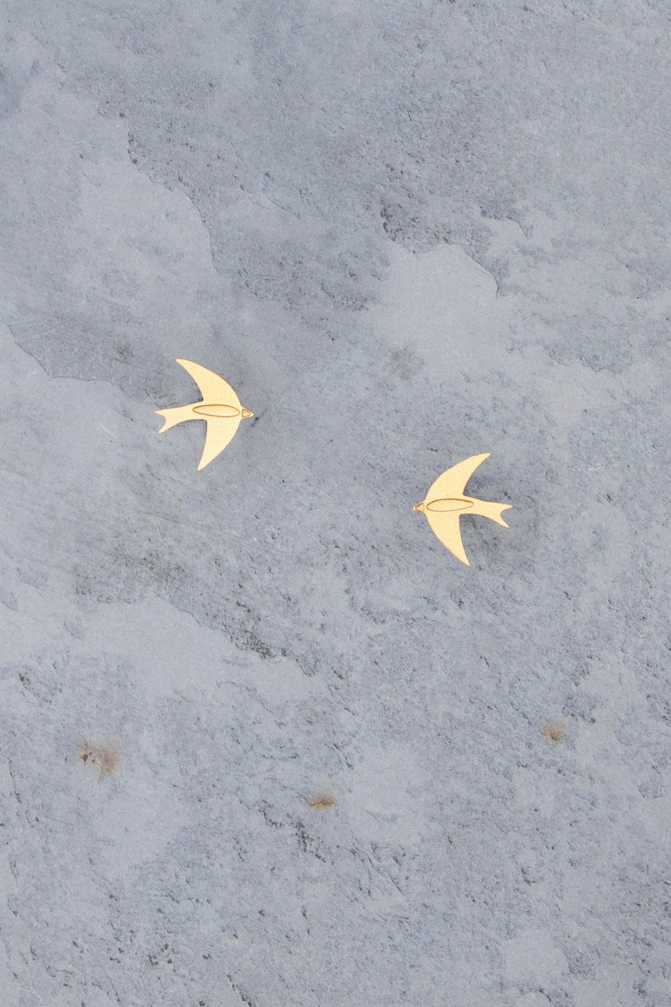 Swallows 24K Gold Stud Earrings